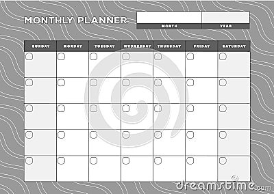 Monthly Calendar Design Stock Photo