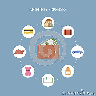 Monthly Expenses Concept Vector Illustration