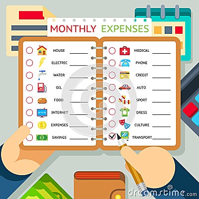 Monthly expenses, costs and income vector Vector Illustration