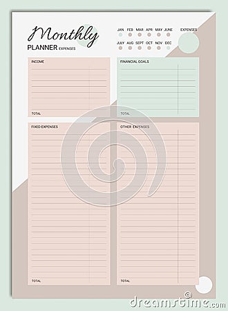 Monthly Planer Expenses Vector Illustration
