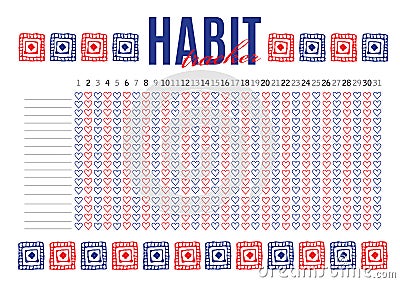 Monthly planer habit tracker Vector Illustration