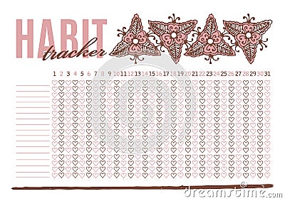 Monthly planer habit tracker Vector Illustration