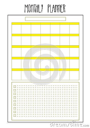 Monthly planner printable pages. Vector organizer template Stock Photo