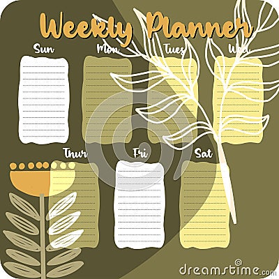 Monthly planner, weekly planner, habit tracker template and example. Template for agenda, schedule, planners, checklists, bullet Vector Illustration