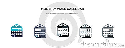 Monthly wall calendar icon in different style vector illustration. two colored and black monthly wall calendar vector icons Vector Illustration