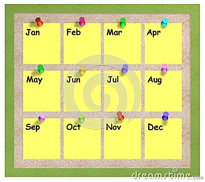 Months notice board Stock Photo