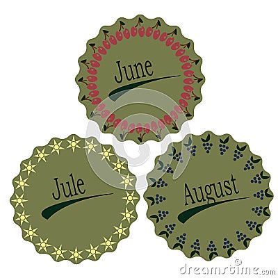 The months of summer Vector Illustration