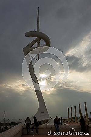 Montjuic Communications Tower of Barcelona Editorial Stock Photo