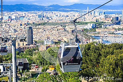 Montjuic funicular, panaramic view of Barcelona Editorial Stock Photo