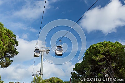 Montjuic Teleferic in Barcelona Stock Photo