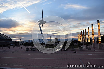 The MontjuÃ¯c Communications Tower - Torre Calatrava - Barcelona Editorial Stock Photo