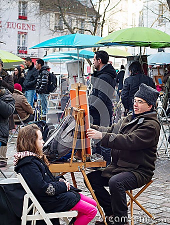 Montmartre painters, Paris Editorial Stock Photo