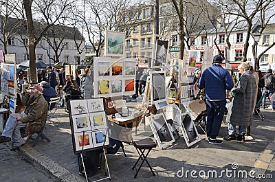 Montmartre painters square Editorial Stock Photo