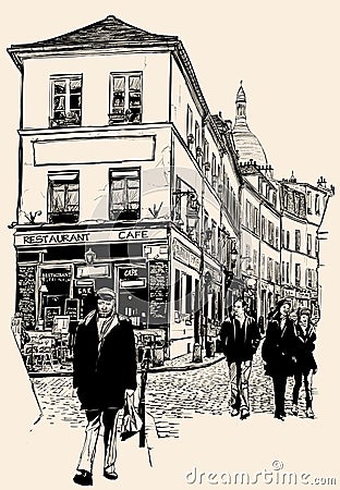 Montmartre Paris Vector Illustration