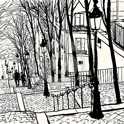 Montmartre Paris Vector Illustration