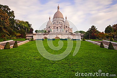 Montmartre at sunrise - Basilica Sacre Coeur Stock Photo