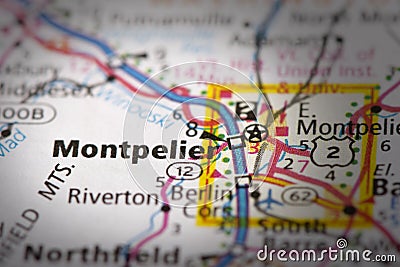 Montpelier, Vermont on map Stock Photo