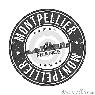 Montpellier France Round Stamp Icon Skyline City Badge Vector Seal. Vector Illustration