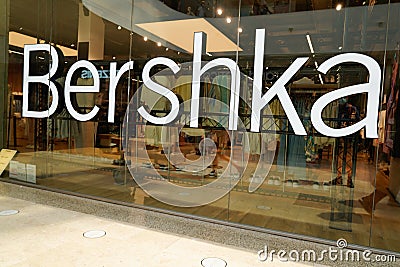 Bershka logo brand and sign text front of store fashion trend clothes shop Editorial Stock Photo