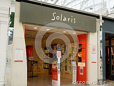 Solaris logo sign and brand text store global leader in sunglasses shop retail Editorial Stock Photo