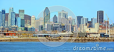 From Champlain bridge downtown Montreal Editorial Stock Photo