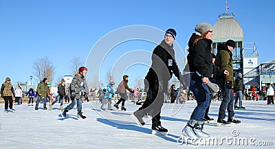 Old port ice ring artificial surface of ice, Editorial Stock Photo