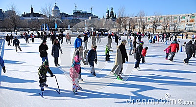 Old port ice ring artificial surface of ice, Editorial Stock Photo