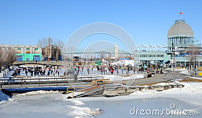 Old port ice rink artificial surface of ice, Editorial Stock Photo
