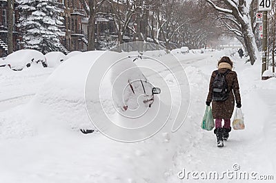 Montreal snowstorm in January 2018 Editorial Stock Photo