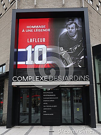 Tribute for Guy Lafleur all around the city pf Montreal 09 20, 1951 â€“ 05 22, 2022 Editorial Stock Photo