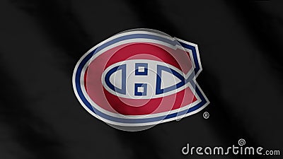 Montreal Canadiens hockey club flag waving in the Wind. Montreal Canadiens HC. 3d render. Stock Photo