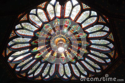 Montreal Notre-Dame Basilica Colorful roof window Editorial Stock Photo