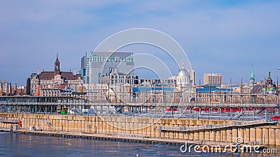 Montreal, QC, Canada. January 2020. Shot of the popualr Old Port of Montreal during a warm winter`s day Editorial Stock Photo