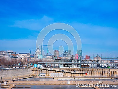 Montreal, QC, Canada. January 2020. Shot of the popualr Old Port of Montreal during a warm winter`s day Editorial Stock Photo