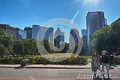 Montreal, Quebec, Canada September 14, 2018: McGill Campus - State Research University in English. A young family walks in the Editorial Stock Photo