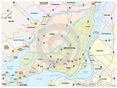 Montreal road and administrative map Stock Photo