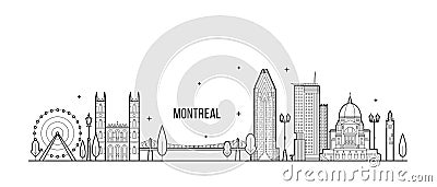 Montreal skyline Canada city buildings line vector Vector Illustration