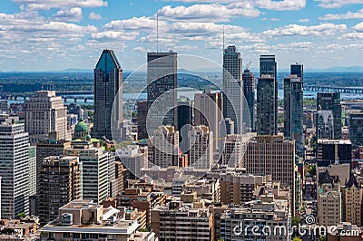 Montreal skyline from Kondiaronk Belvedere Editorial Stock Photo