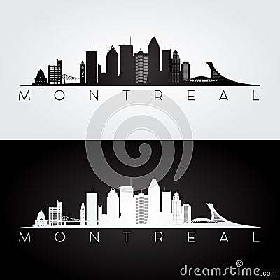 Montreal skyline and landmarks silhouette. Vector Illustration