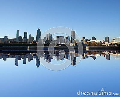 Montreal skyline reflected Cartoon Illustration