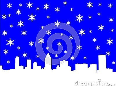 Montreal skyline in winter Vector Illustration