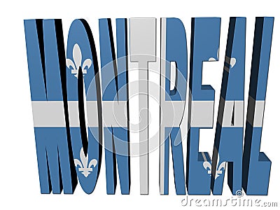 Montreal text with Quebec flag Cartoon Illustration