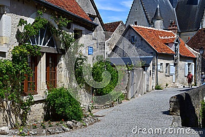 Montresor; France - july 12 2020 : the village Editorial Stock Photo