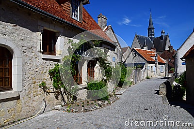 Montresor; France - july 12 2020 : the village Editorial Stock Photo