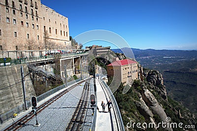 Montserrat mountain railroad line,Spain Editorial Stock Photo