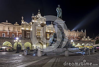 Monument of Adam Mickiewicz in Krakow, Poland Editorial Stock Photo