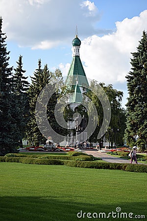 The monument against the background church2 Editorial Stock Photo