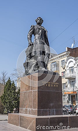 Monument Alexander Sergeevich Pushkin on April 07; 2016 Editorial Stock Photo