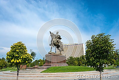 Monument Amir Timur in Tashkent, Uzbekistan. Editorial Stock Photo