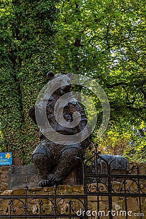 Monument of Bear Wojtek in Sopot Poland Editorial Stock Photo